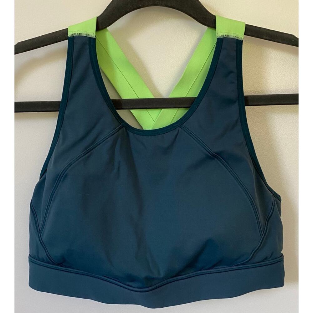 Athleta Rise Up Sports Bra Size M Oceanic Teal/Fiji Mint